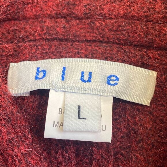 Blue Label Ribbed Knit Sweater Baby Alpaca Wool Shawl Collar Burgundy W L NWOT - Picture 8 of 10